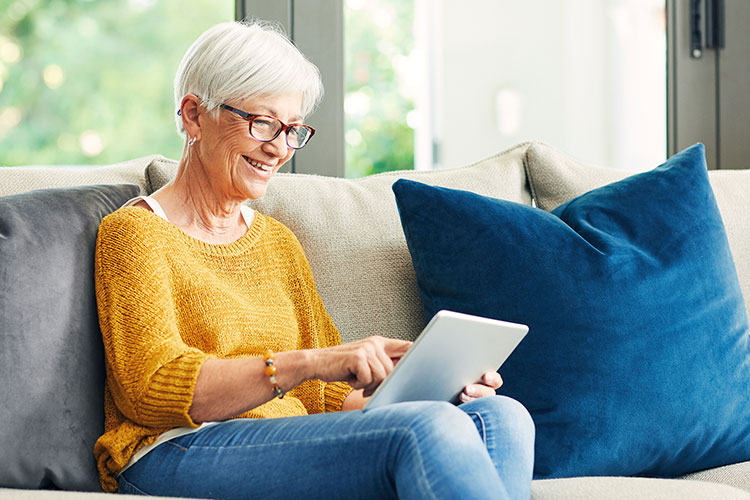 Woman checking account on iPad