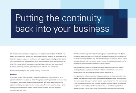 Business continuity best practices from providers