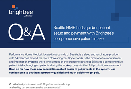 Seattle HME finds quicker patient setup and payment with Brightree’s comprehensive patient intake
