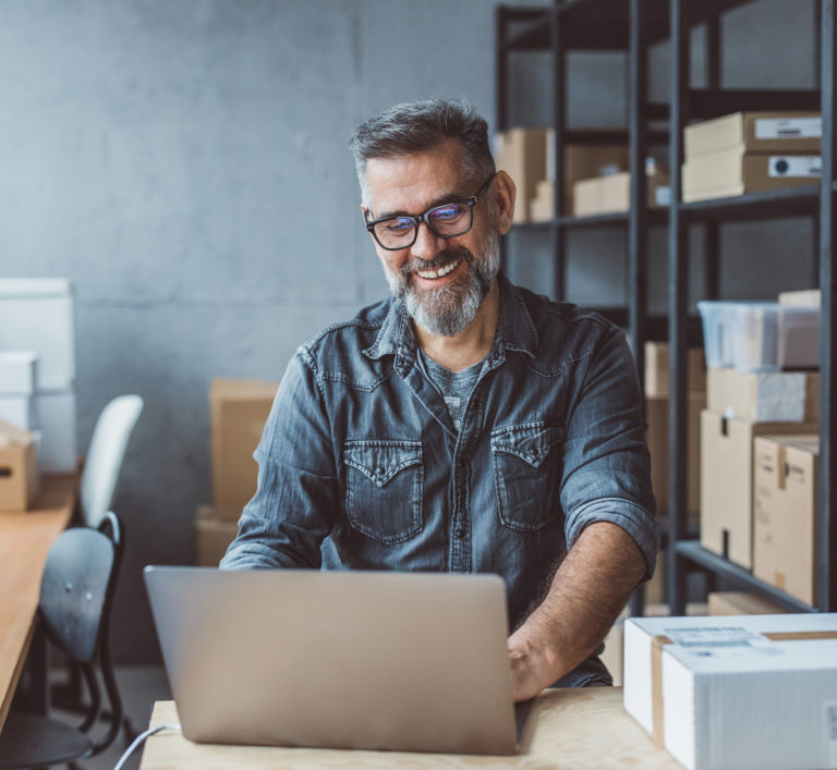 business owner in warehouse