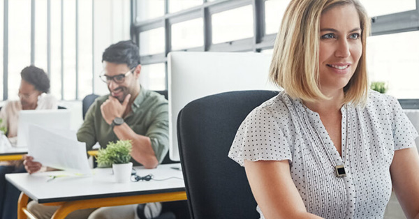 Office workers using computers