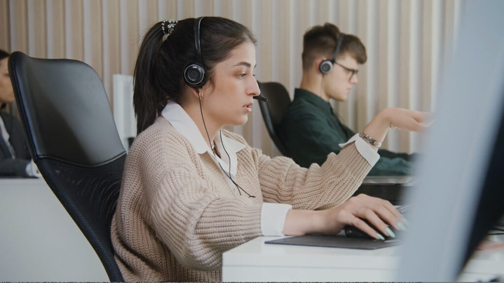 Live Call Support person on phone talking with customer